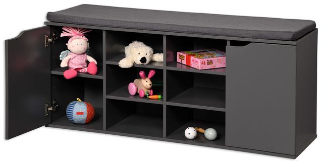 Dulap pentru încălțăminte cu șezut și rafturi închise, MDF, Kesper