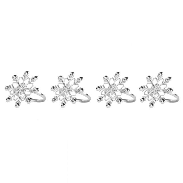 Ineluri argintii pentru șervețele cu motiv sărbătoresc, 4 buc.