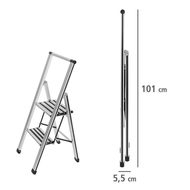 Scară din aluminiu, cu 2 trepte, WENKO, gri