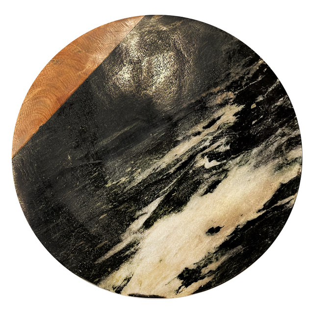 Tava rotativa GEOM HYGGE, Ø 30 cm, marmura, neagra