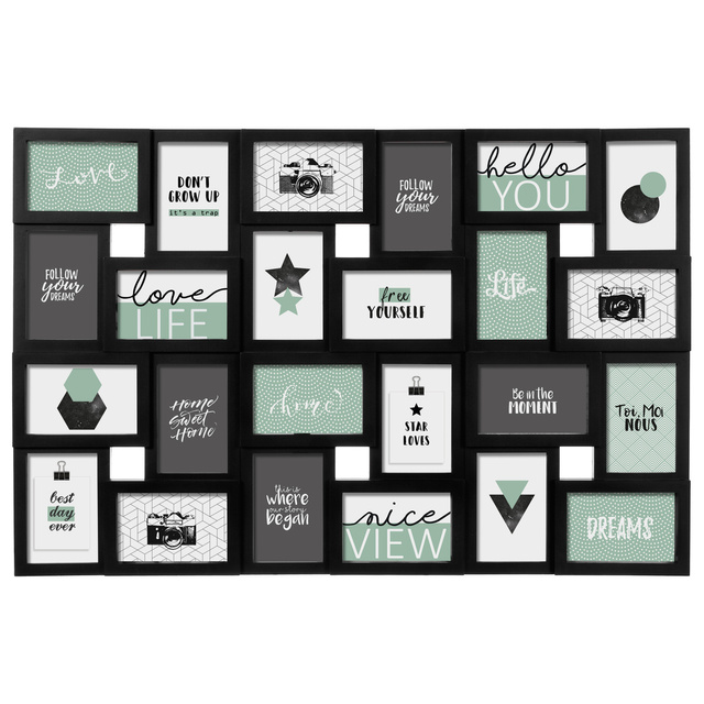 Rama foto, Atmosphera, 24 poze, Plastic, Negru