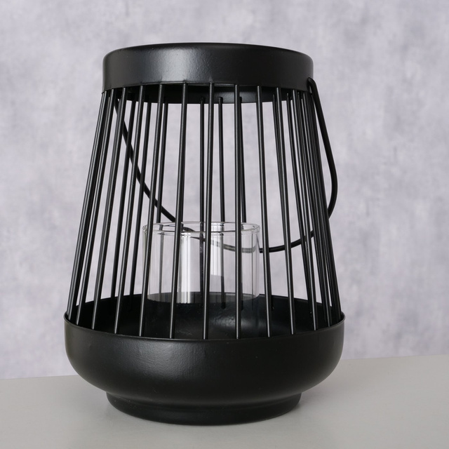 Felinar negru Hello, metal, 16 cm