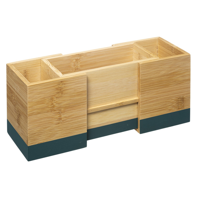 Organizator de tacâmuri, dimensiune reglabilă, bambus, verde, 18 x 10 x 12 cm