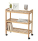Raft pentru baie pe roti NORVEGIA cu trei rafturi, lemn de nuc, 31x65x72 cm, Wenko