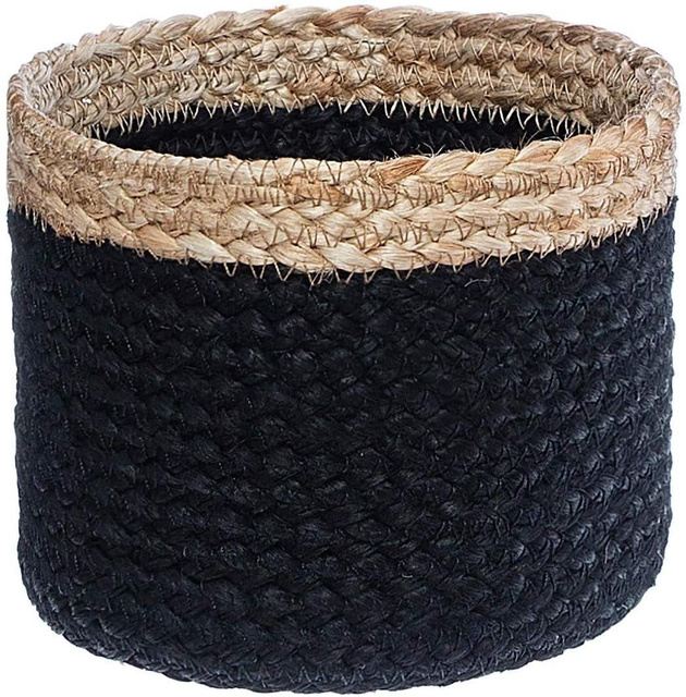 Set 3 coșuri pentru depozitare din iută, rotunde