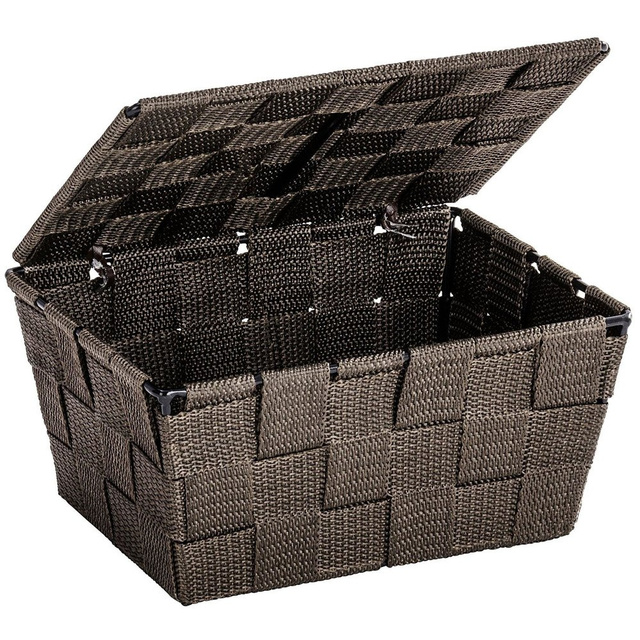 Coș cu capac pentru depozitare ADRIA, WENKO, maro închis