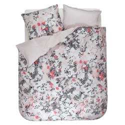 Set complet de lenjerie de pat din bumbac satinat cu flori, 200 x 220 cm, Esprit