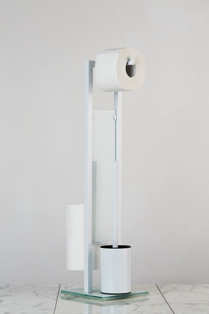 Suport pentru hârtie igienică și perie pentru toaletă, RIVALTA WHITE - 3 în 1, WENKO, alb