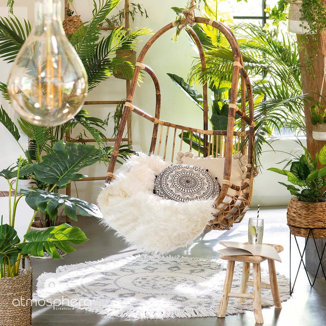 Covor etnic rotund cu franjuri, bumbac, Ø 120 cm