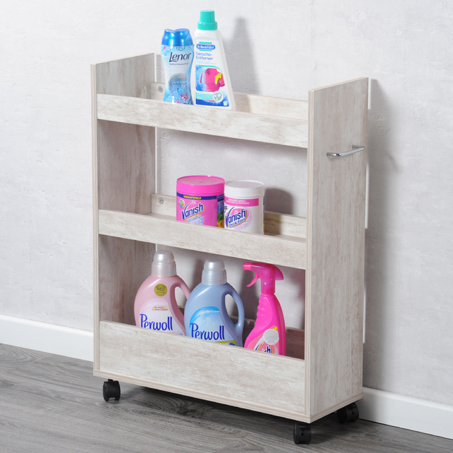 Suport de bucătărie pe roți, îngust, pe trei niveluri, Kesper