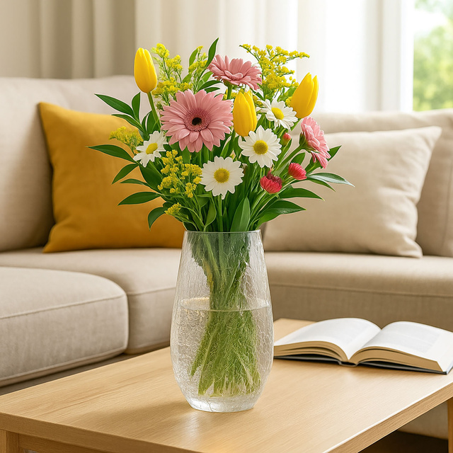 Vaza pentru flori cu model sticla sparta, Ø 14 cm