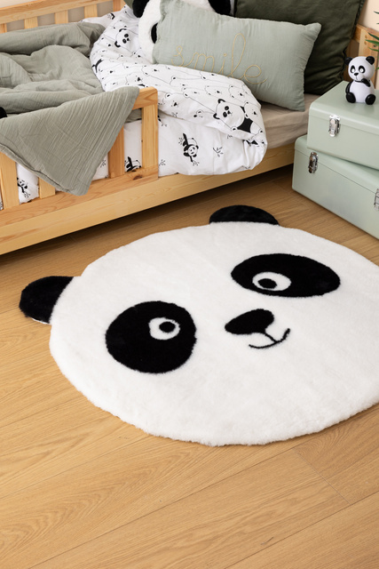 Covor rotund panda cu urechi SMILE, Ø 100 cm