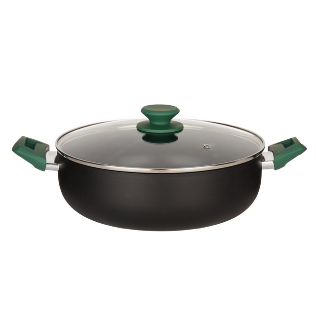 Oală din aluminiu Ø 28 cm cu capac din sticlă