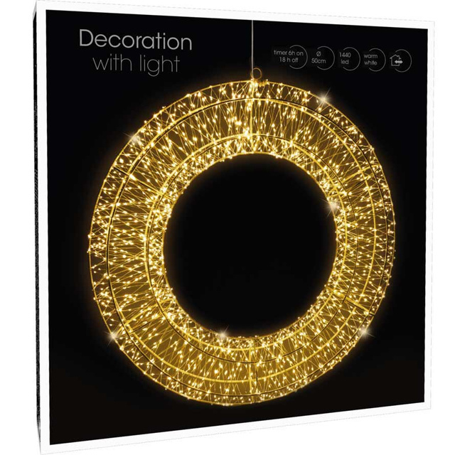 Coroană din sârmă, decorare cu LED, Ø 50 cm