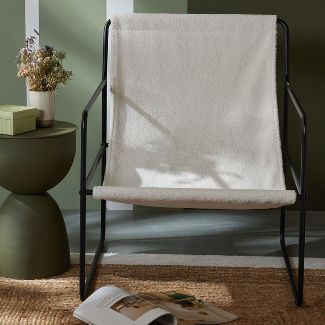 Fotoliu metalic MATISSE cu șezut bouclé