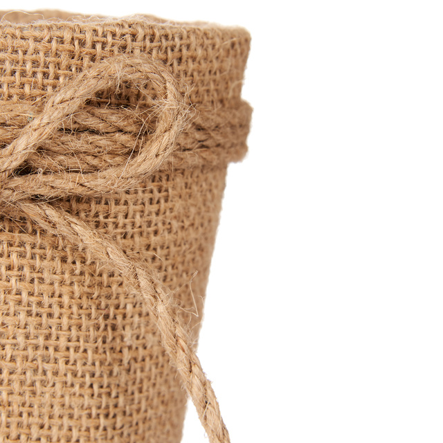 Husa pentru ghiveci impletit cu fundita de iuta, Ø 10 cm