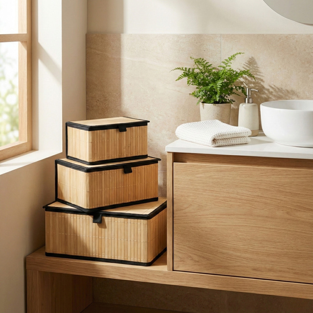 Set de coșuri închise de trei dimensiuni TILVA, negru