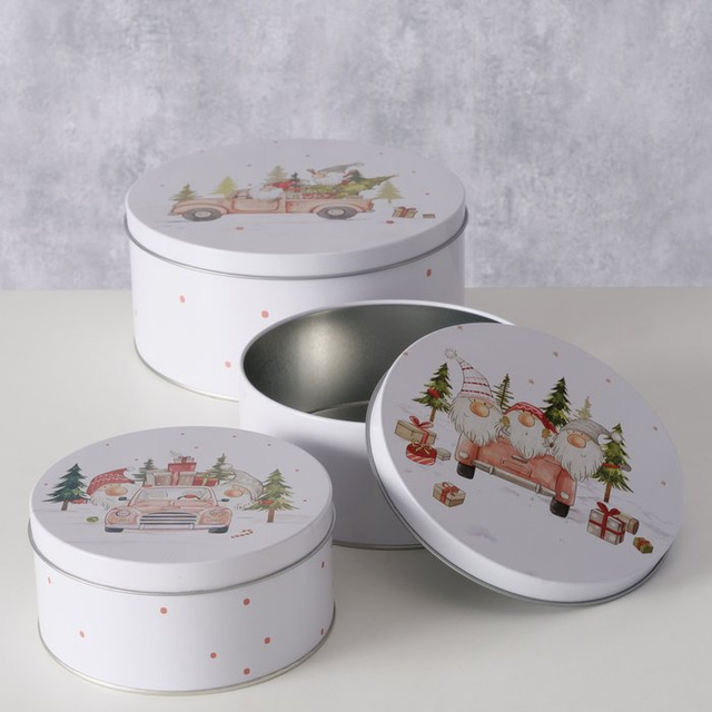 Set de trei cutii de depozitare CARRIE, Ø 14-20 cm