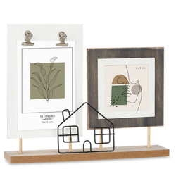 Rama foto pentru 2 fotografii, metal si MDF