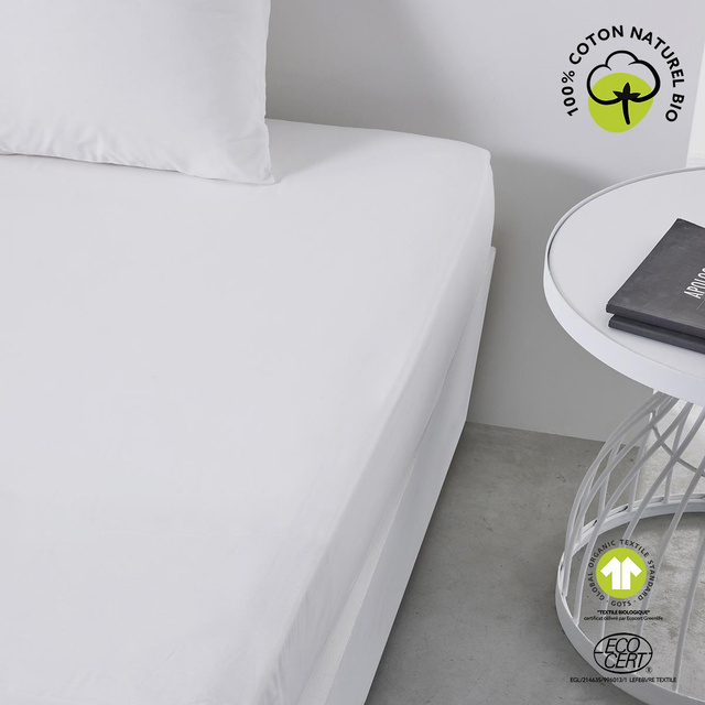 Cearsaf de pat cu elastic Plain, din bumbac, 160 x 200 cm