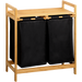 Cos de rufe din bambus, doua compartimente, 64 x 73 cm