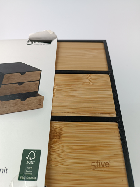 Cutie pentru accesorii BAVA, din bambus, cu 3 sertare