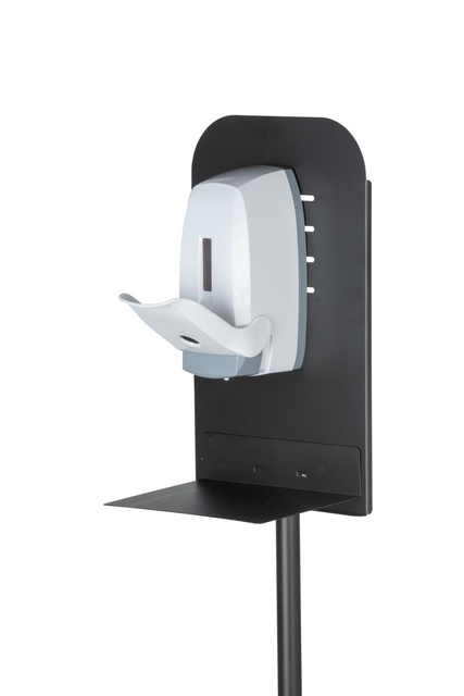Suport dozator pentru dezinfectant pentru maini, otel inoxidabil, inaltime: 150 cm, negru, Wenko