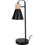 Lampa de birou loft, lemn si metal, Ø 14 x 44 cm