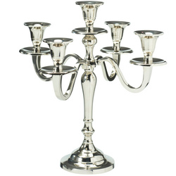 Candelabru cu cinci brațe, argintiu, 30 cm, model 2