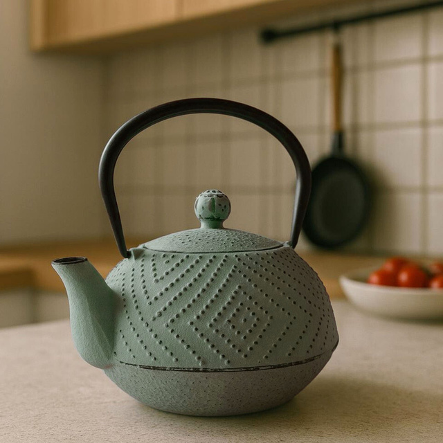 Ceainic din fontă cu infuzor KAMIN, 900 ml, verde deschis