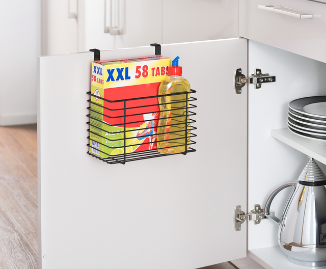 Organizer pentru chiuvetă, coș de depozitare, 15 x 24 x 24,5 cm, WENKO, negru