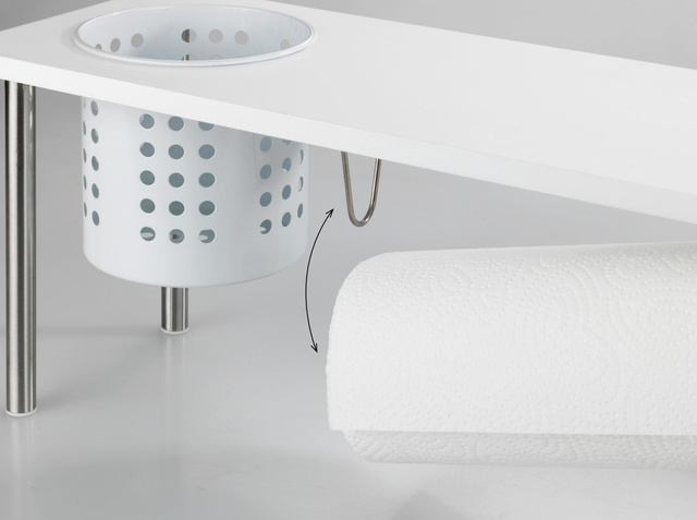 Raft de bucătărie cu suport pentru prosoape de hârtie BLANCO, WENKO, alb