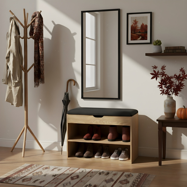 Dulap pentru pantofi cu loc de șezut LEVA, 60 x 30 x 47 cm