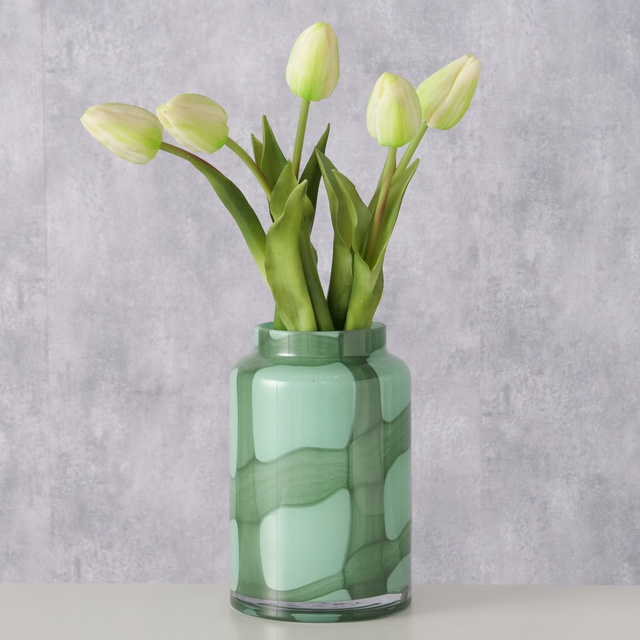 Vază de sticlă verde VERANA, înălțime 20 cm