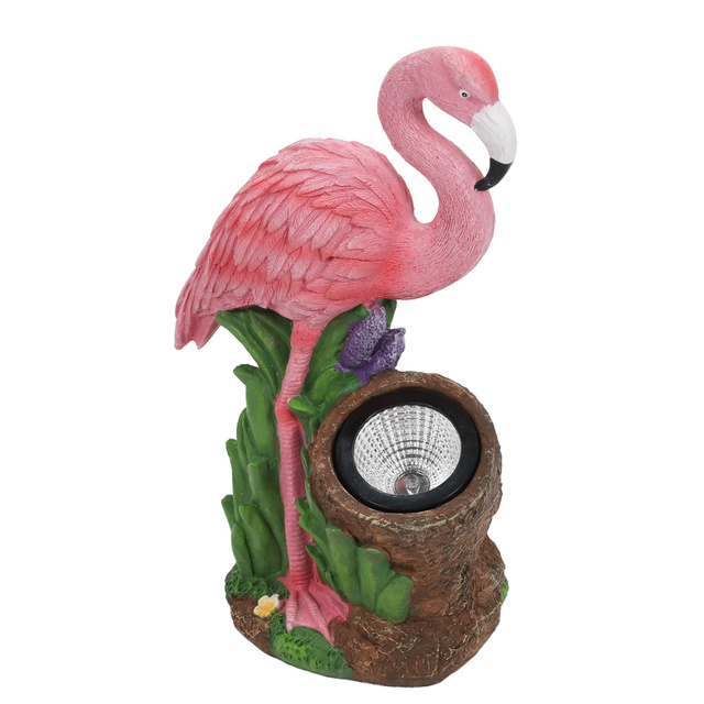 Figurină flamingo de grădină cu reflector, 24 x 24 x 10,5 cm