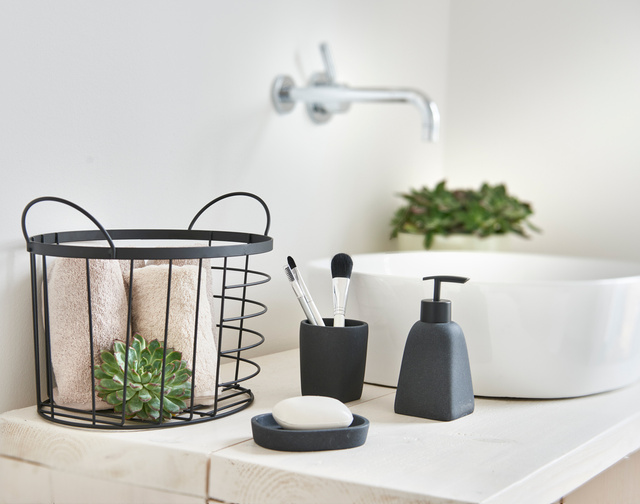 Savoniera imitație de piatră, negru, ZELLER