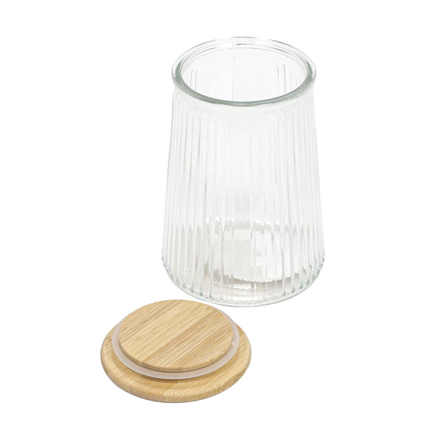 Borcan cu capac din bambus, inchidere etansa