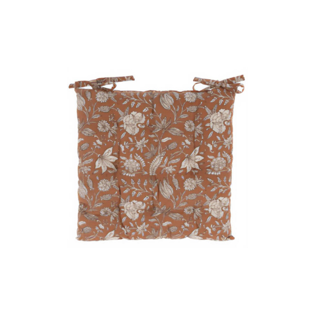 Perna pentru scaun legată, model cu flori, 100% bumbac, 40 x 40 cm