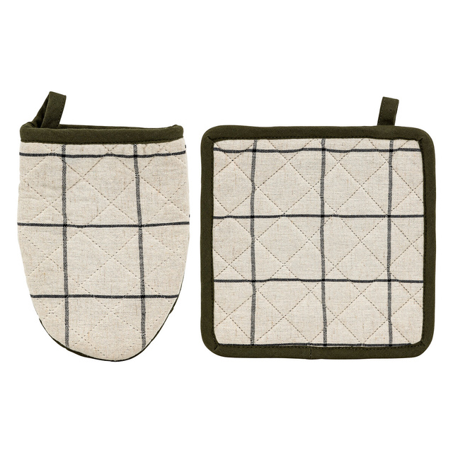 Mănușă și suport pentru vase Coral cu carouri