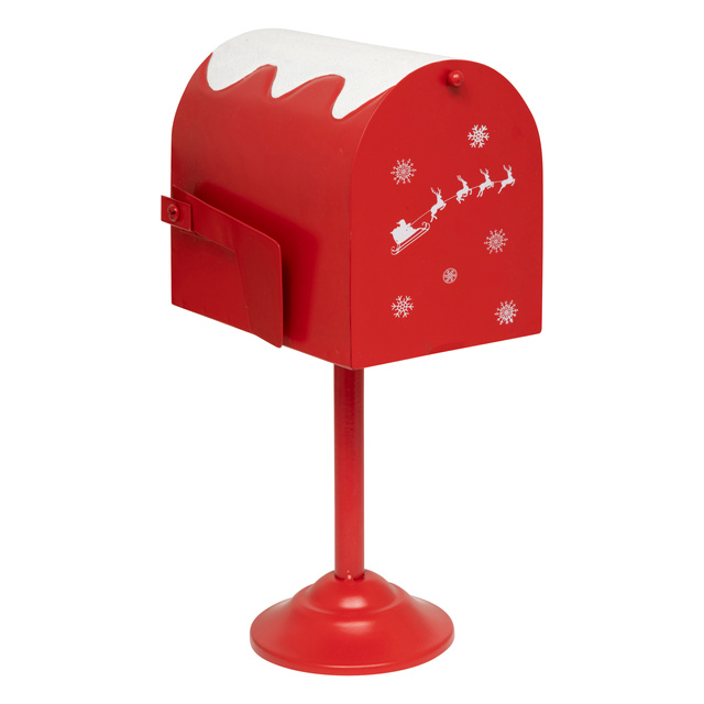 Cutie metalică pentru scrisori către Moș Crăciun, pe stâlp, 32 cm