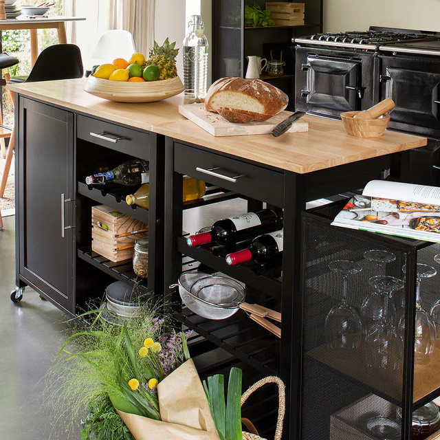 Cărucior de bucătărie cu rafturi, 48x100x88 cm