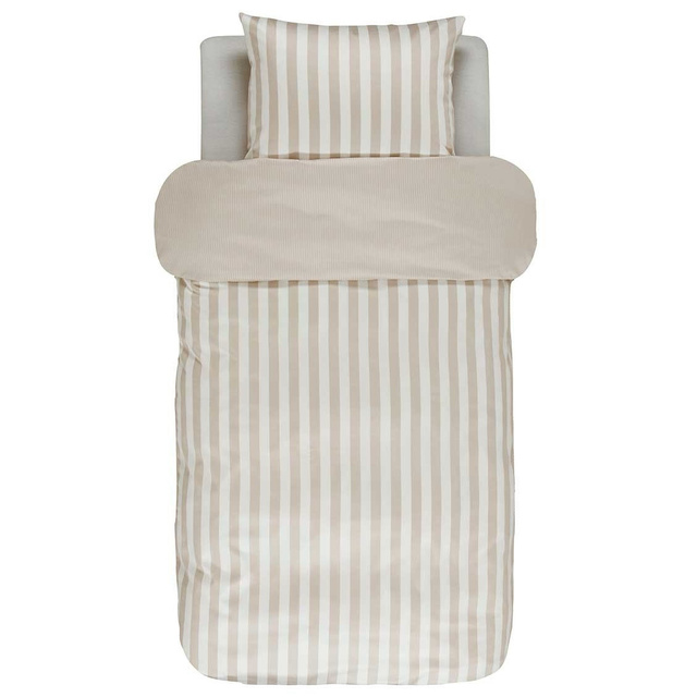 Lenjerie din satin de bumbac cu dungi bej clasice, 140 x 220 cm, Marc O'Polo