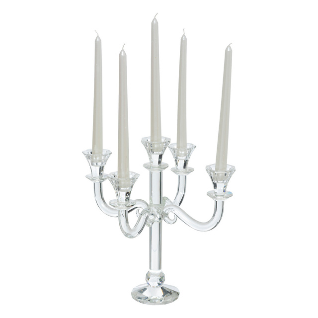 Sfesnic din sticla pentru 5 lumanari, 33 cm