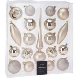 Set de globuri de diferite forme cu vârf pentru brad, 19 buc.