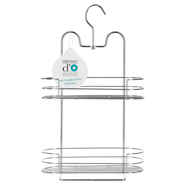 Raft de duș suspendat, 2 niveluri, oțel cromat, 25 x 10 x 42 cm