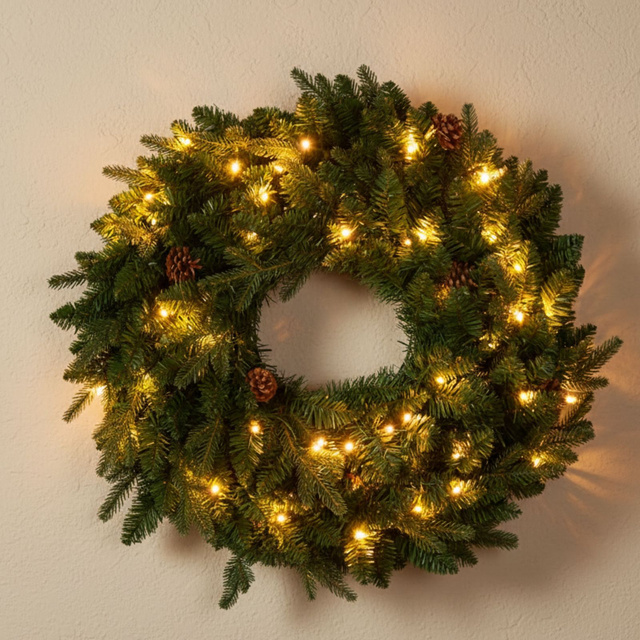 Coroană de Crăciun LED cu conuri de pin, Ø 60 cm