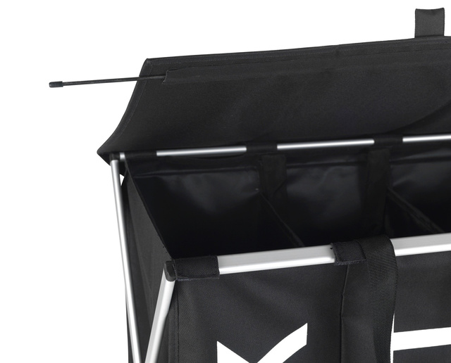 Coș mare de rufe blocabil TRIO TOP BLACK 118 l, 3 compartimente pentru haine murdare, WENKO