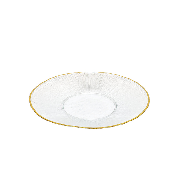 Farfurie plată din sticlă cu margine aurie DATURA, 28 cm