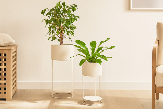 2 suporturi metalice OMEE, bej