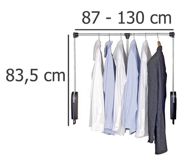 Cuier pentru haine cu tija telescopică, mâner pentru instalare în dulap - lățime 87 - 130 cm, WENKO